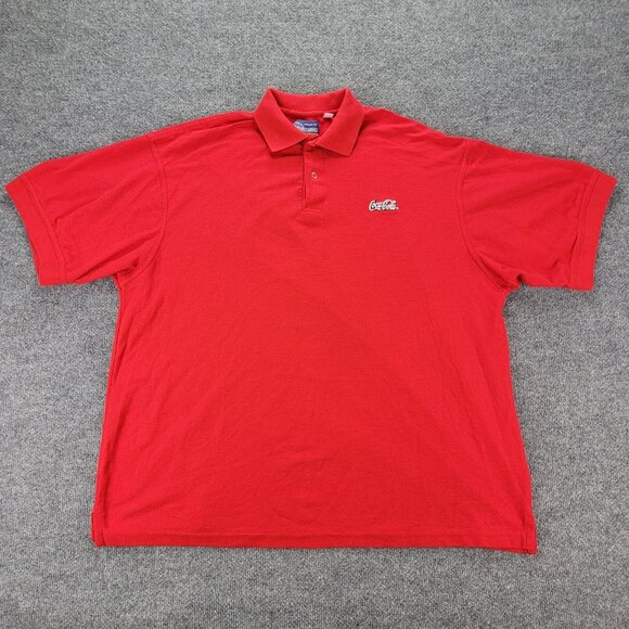 Coca Cola Polo Shirt Mens 2XL Red Vintage Employee Uniform Work Wear - Picture 1 of 9
